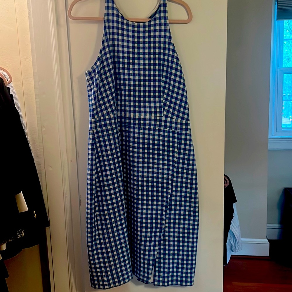 Ann Taylor Blue Check Shift Dress